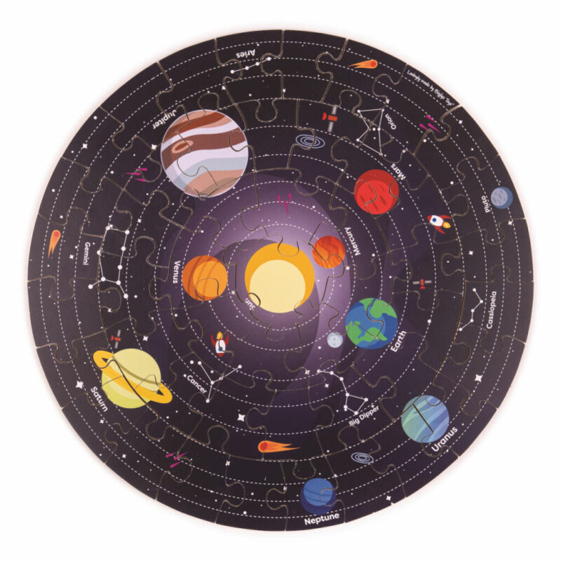 Okrúhle podlahové puzzle Slnečná sústava 50 dielikov