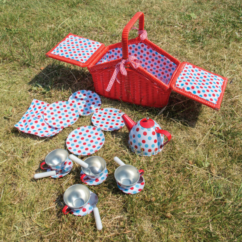 Čajová bodkovaná sada v piknikovom koši - Image 5
